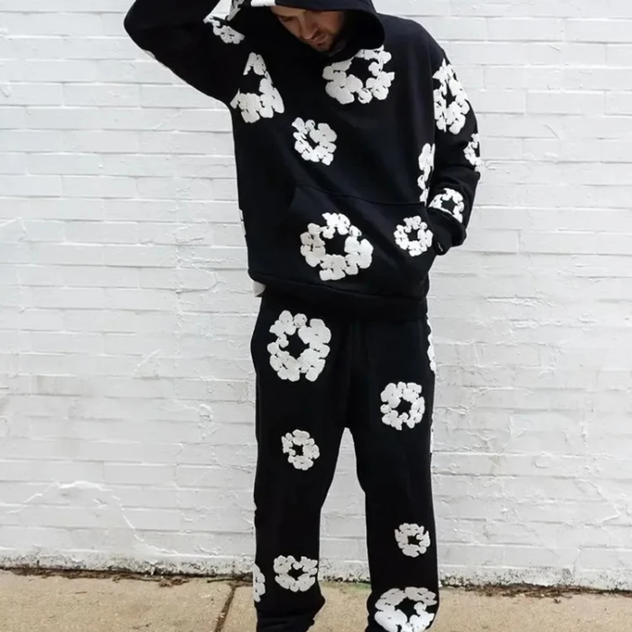 Caleb – Floral Long-Sleeved Hoodie & Wide-Leg Trousers Set
