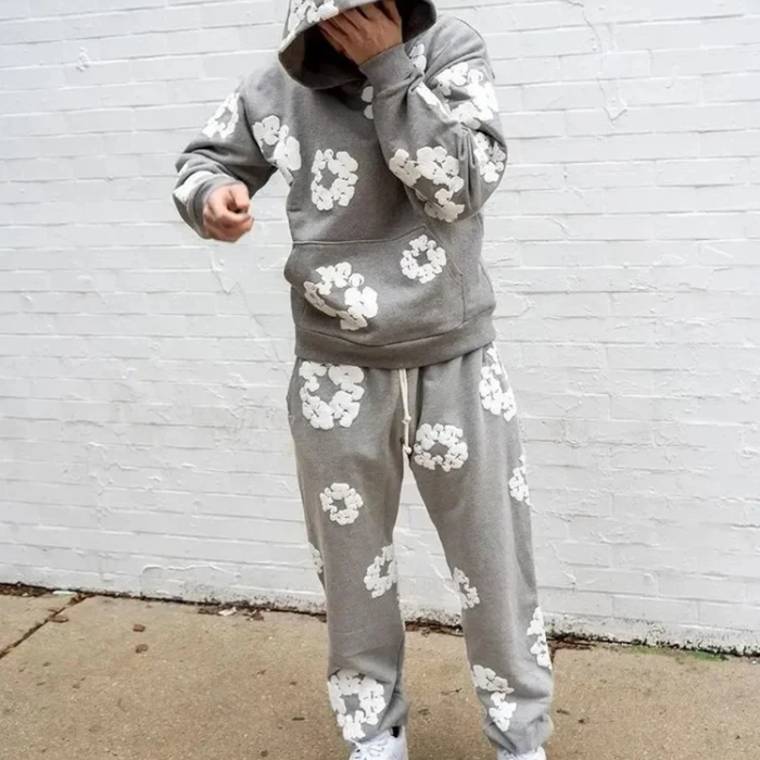 Caleb – Floral Long-Sleeved Hoodie & Wide-Leg Trousers Set