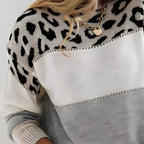 Celeste - Elegant leopard print crew neck sweater