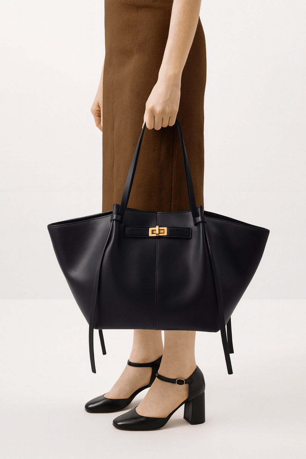 LYRA – Large Black PU Leather Handbag