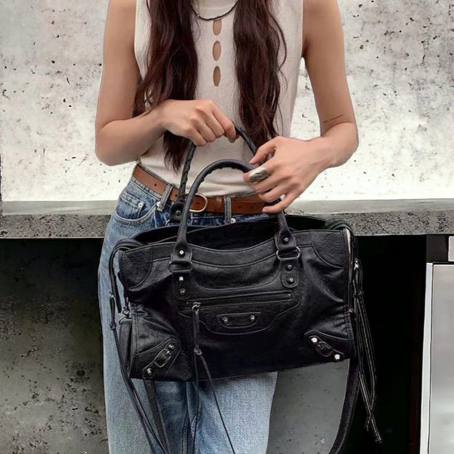 Astrid - Casual Multi-Zip Handbag with Shoulder Strap