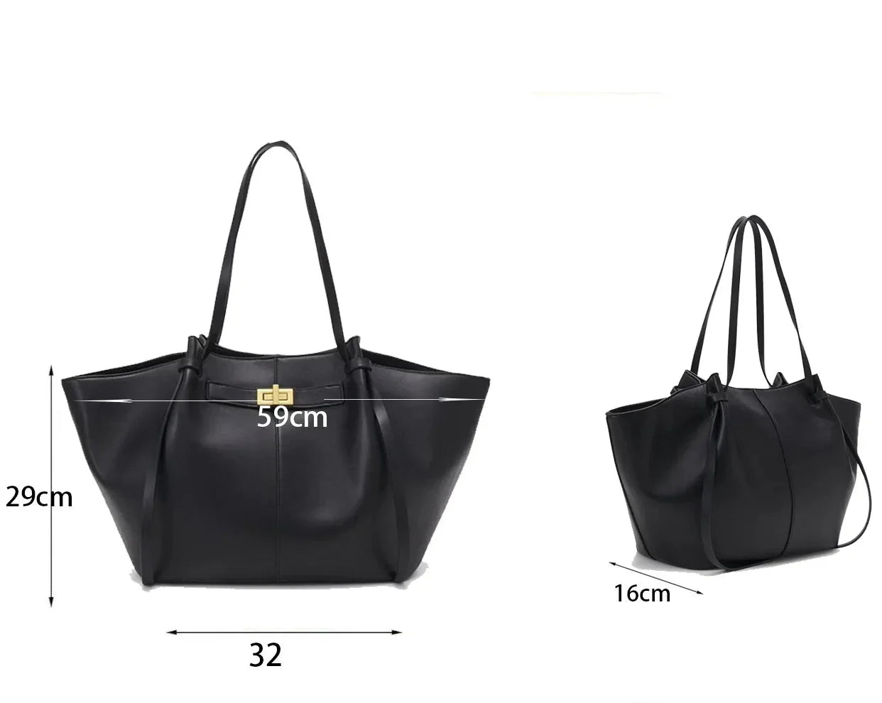 LYRA – Large Black PU Leather Handbag