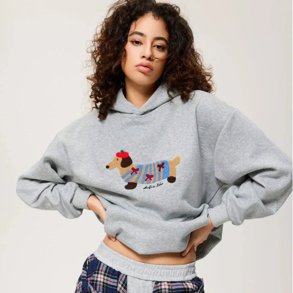 Milo | Unisex Oversize Hoodie with Dachshund Embroidery