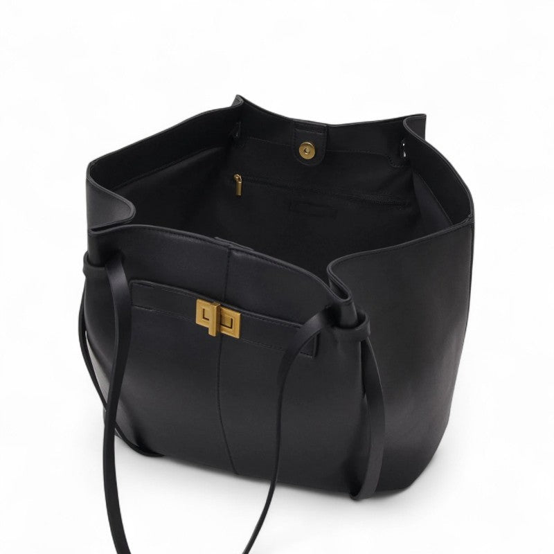 LYRA – Large Black PU Leather Handbag