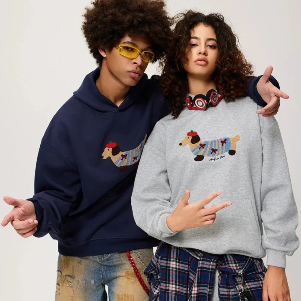 Milo | Unisex Oversize Hoodie with Dachshund Embroidery
