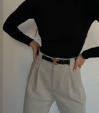 Black Leather Belt with Gold Buckle | Elegance & Versatility for All Occasions