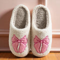 Women's Pretty Bow Plush Fuzzy Slippers - Comfy  Indoor Shoes