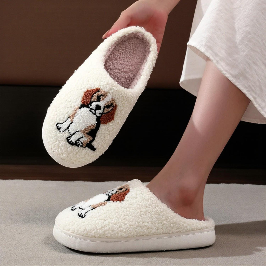 Soft Plush Dog Lover House Slippers - Beagle Indoor Footwear For Women